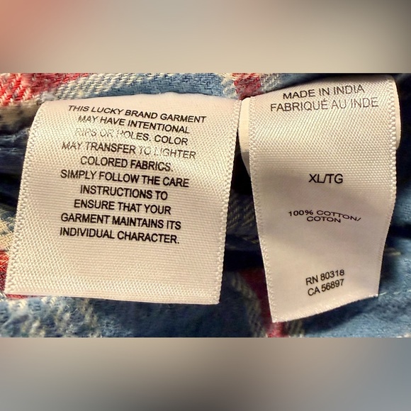 Lucky Brand Classic Fit Plaid Flannel Shirt Blue Red XL Soft Cotton - Picture 8 of 11